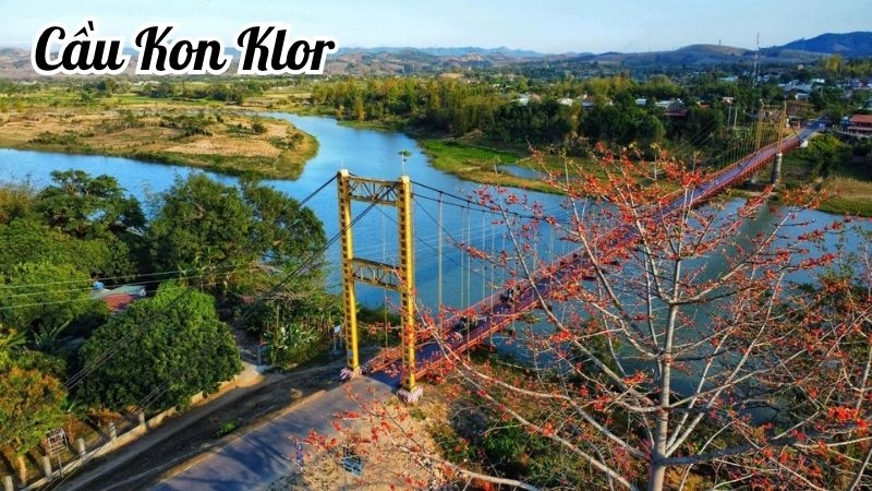 Cầu Kon Klor - Cây cầu dây bắc qua sông Đăk Bla thơ mộng