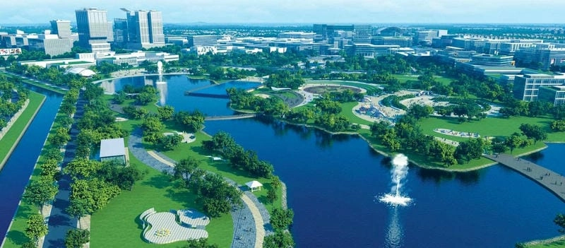 Đường phố rộng rãi trong lòng thành phố Bình Dương