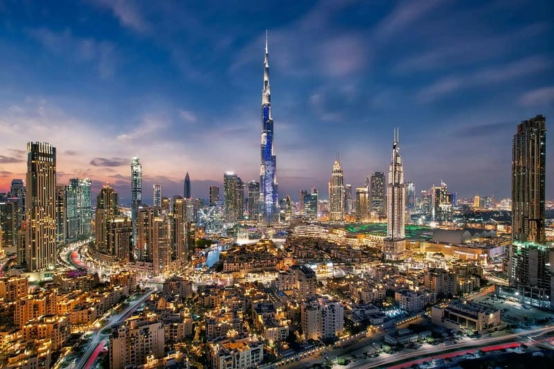 Bức tranh Dubai skyline Burj Khalifa ngoạn mục và hiện đại