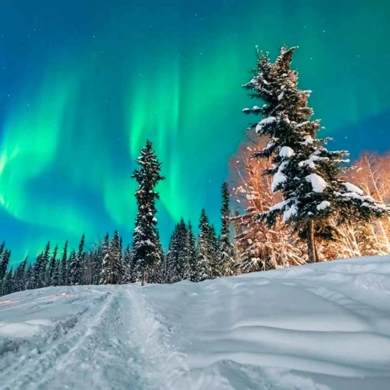 Mùa đông về đêm ở Alaska lung linh huyền ảo