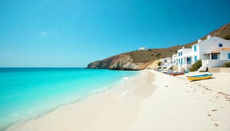 Cát trắng mùa hè ở Ibiza trắng tinh