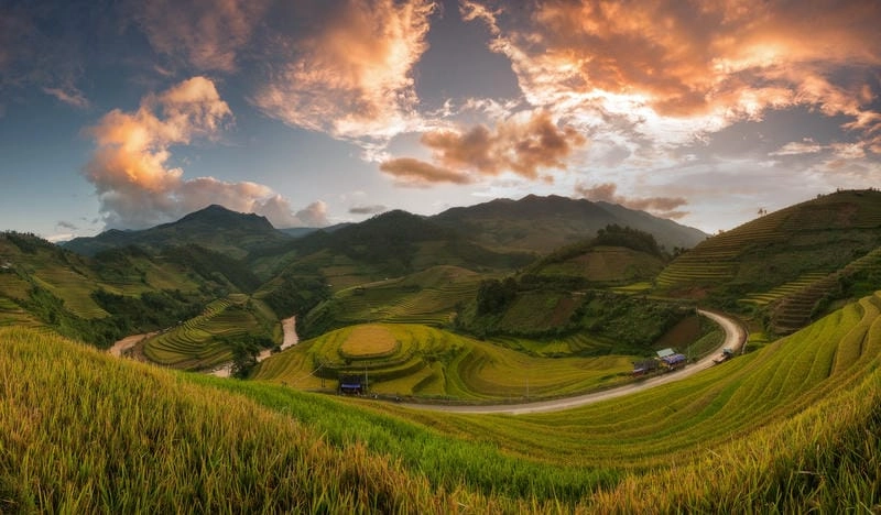 Hoàng hôn Yên Bái mùa thu tạo cảnh sắc thơ mộng ngất ngây