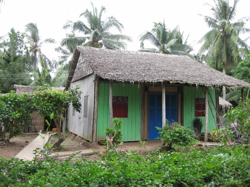 Trải nghiệm Nhà mái lá Cà Mau bên sân vườn Cà Mau xanh mát