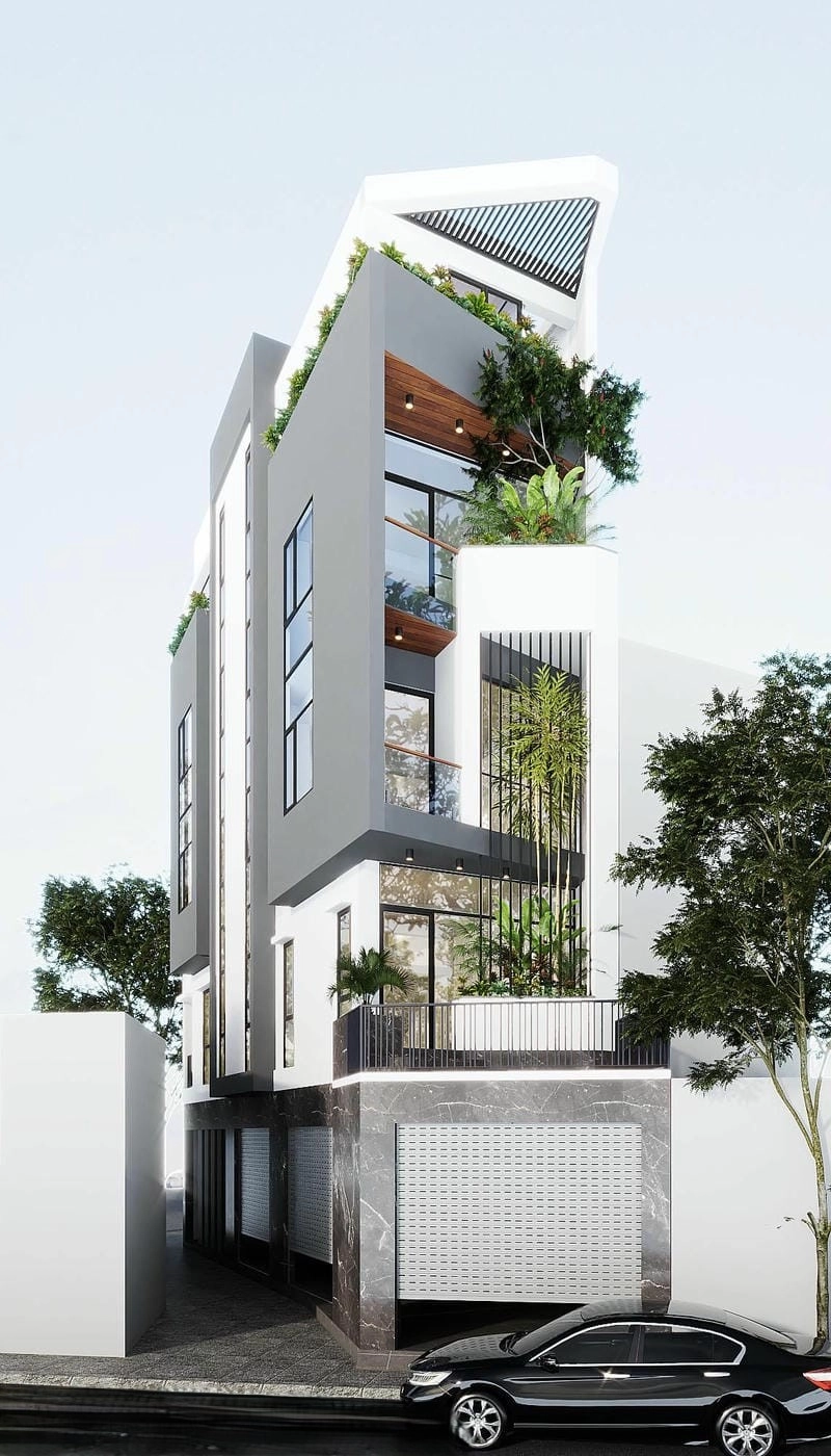 Thiết kế mặt tiền ấn tượng của Nhà phố hiện đại Quảng Nam