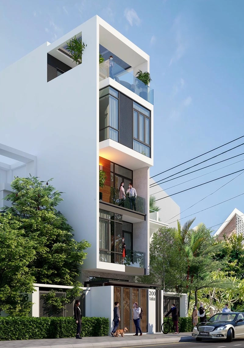 Ánh sáng tự nhiên rọi vào Nhà phố hiện đại Quảng Nam tạo không gian sáng sủa