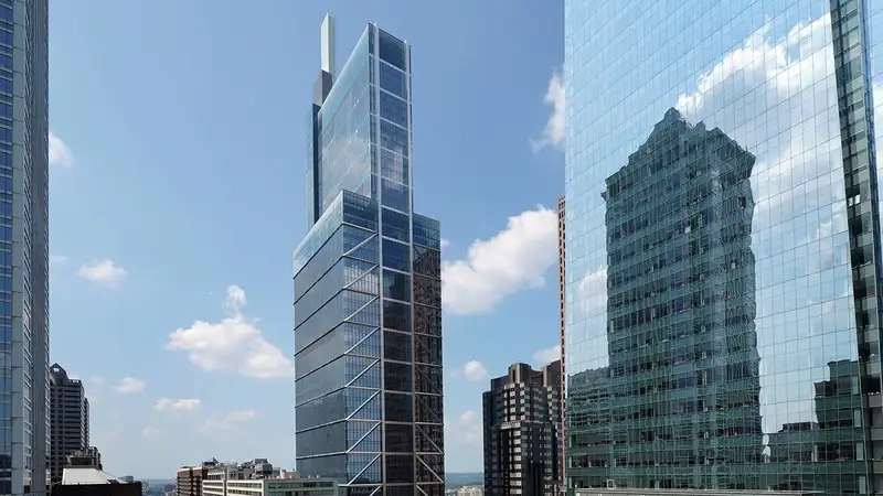 Toàn cảnh Comcast Technology Center ban ngày rõ nét