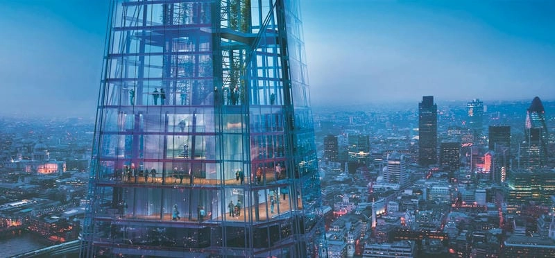 Nhìn xa thấy The Shard từ xa nổi bật giữa thành phố