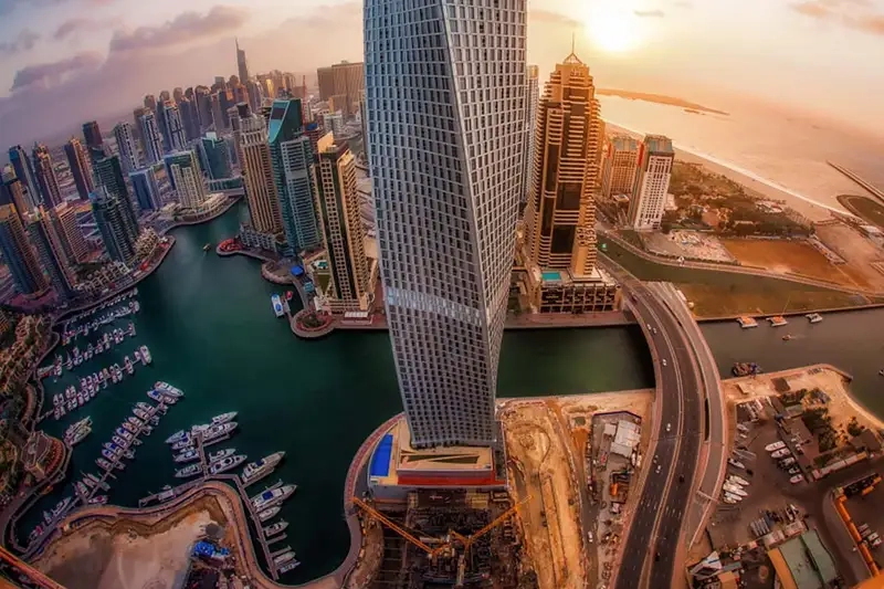 Toàn cảnh Tòa nhà xoắn ốc Cayan Tower từ trên cao