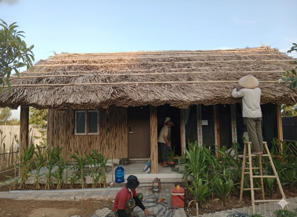 Nhà mái lá miền Tây nông thôn gắn liền ruộng vườn