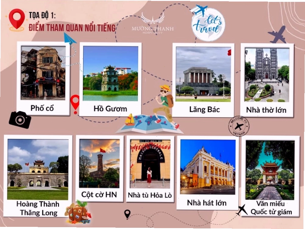 Bản đồ du lịch Hà Nội với các điểm tham quan nổi bật xung quanh Hồ Hoàn Kiếm