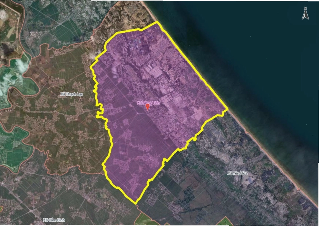 Bản đồ minh họa một xã mới hình thành tại Hà Tĩnh