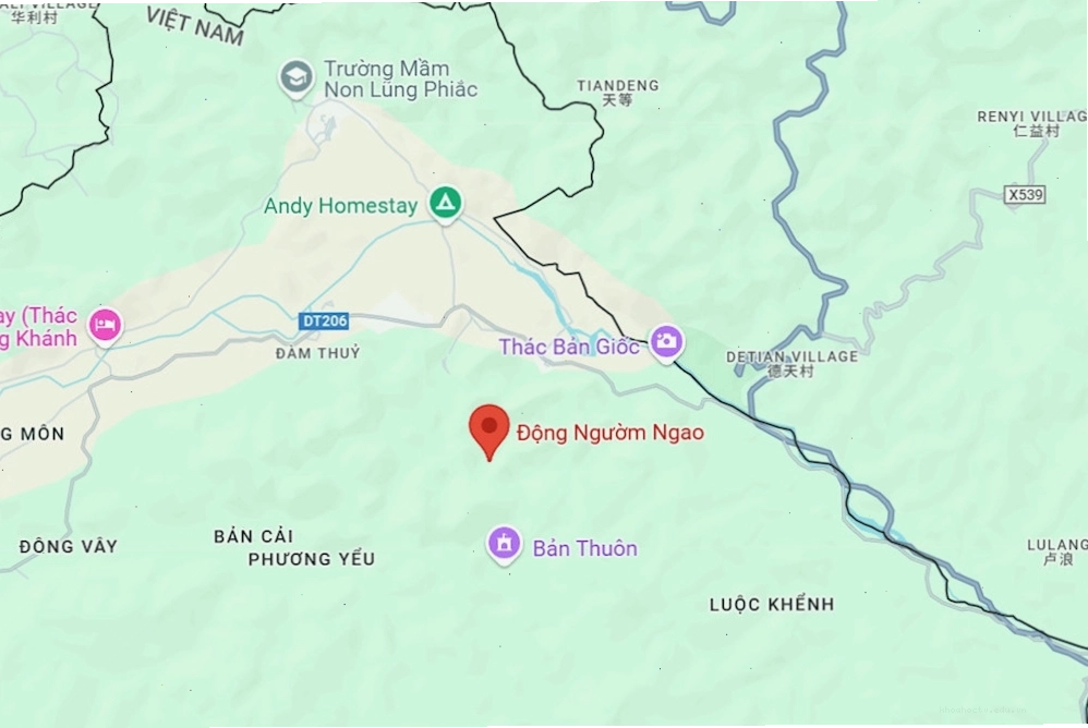 Bản đồ vị trí Động Ngườm Ngao trên Google Maps