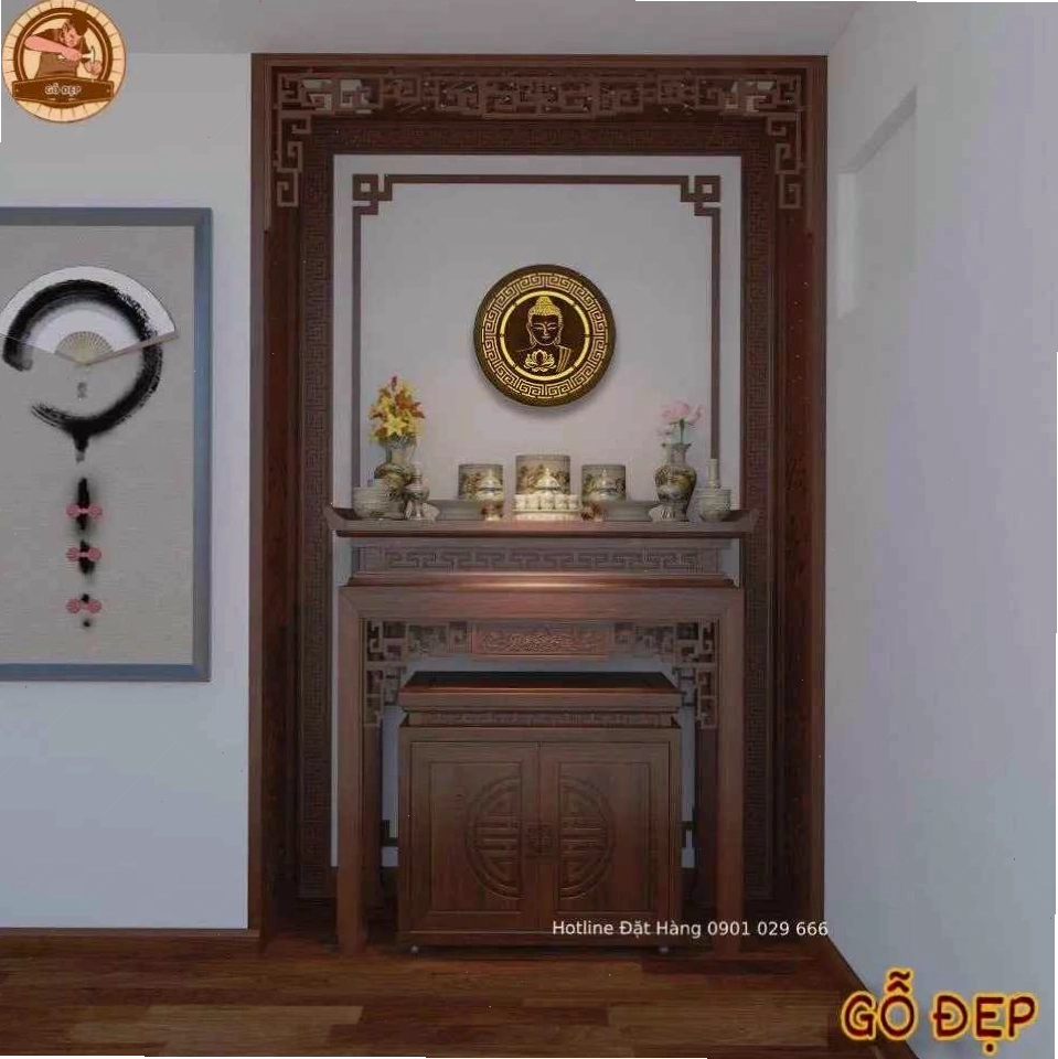Bàn thờ đứng với gam màu tương xứng hài hòa