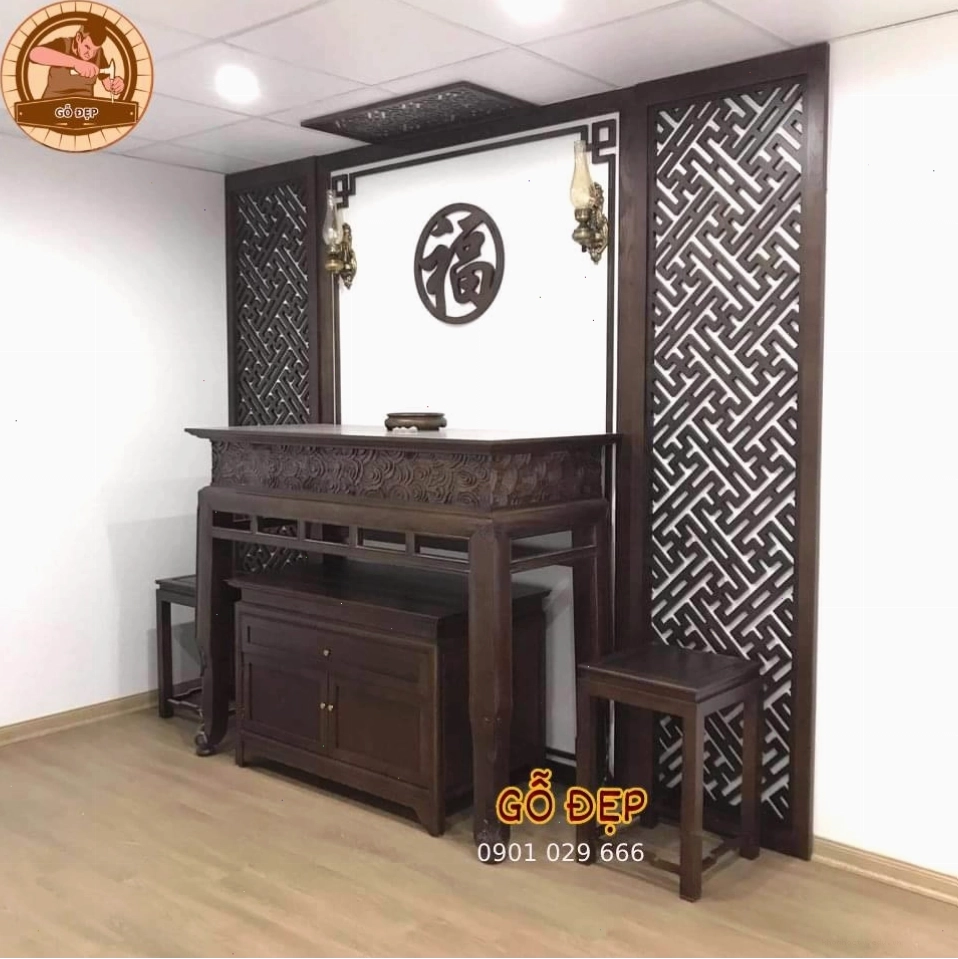 Bàn thờ gỗ hương cho căn hộ chung cư