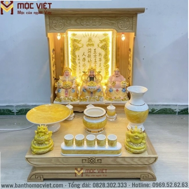 Bàn thờ gỗ sồi đẹp màu sáng hiện đại