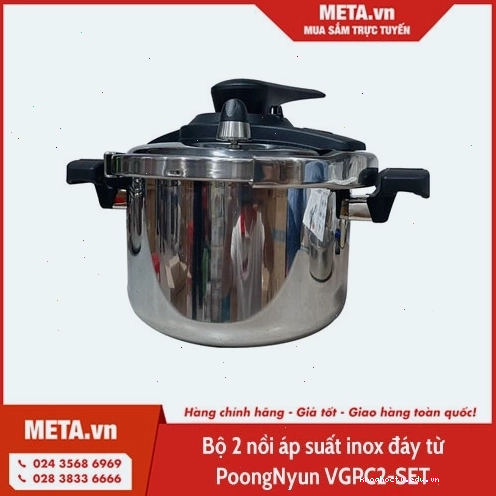 Bộ 2 nồi áp suất inox đáy từ PoongNyun VGPC2-SET