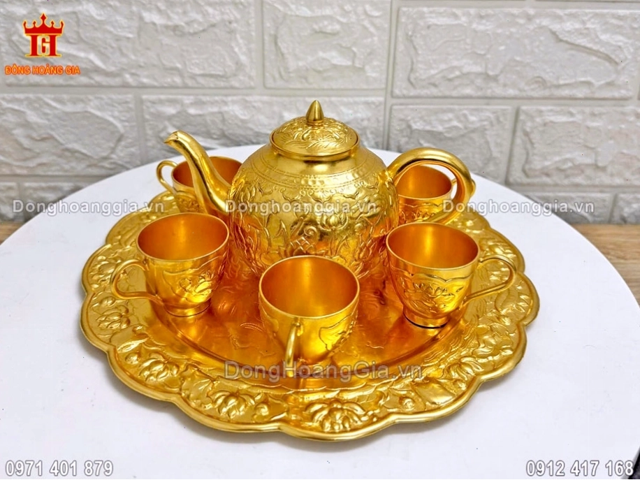 Bộ Ấm Chuyên Dát Vàng 24K Thờ Cúng Gia Tiên Ý Nghĩa