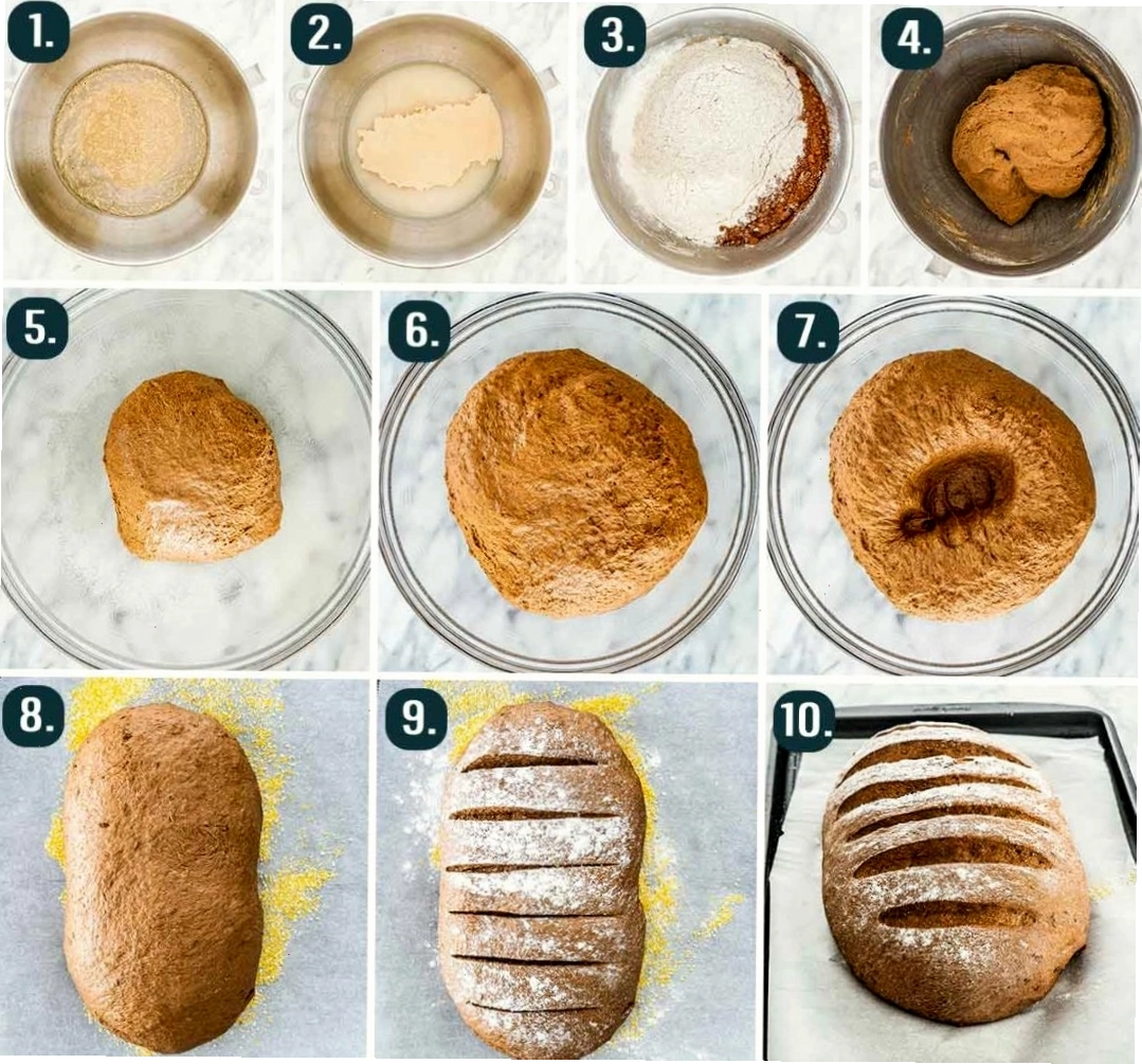 Các bước nhào bột bánh mì đen nguyên cám