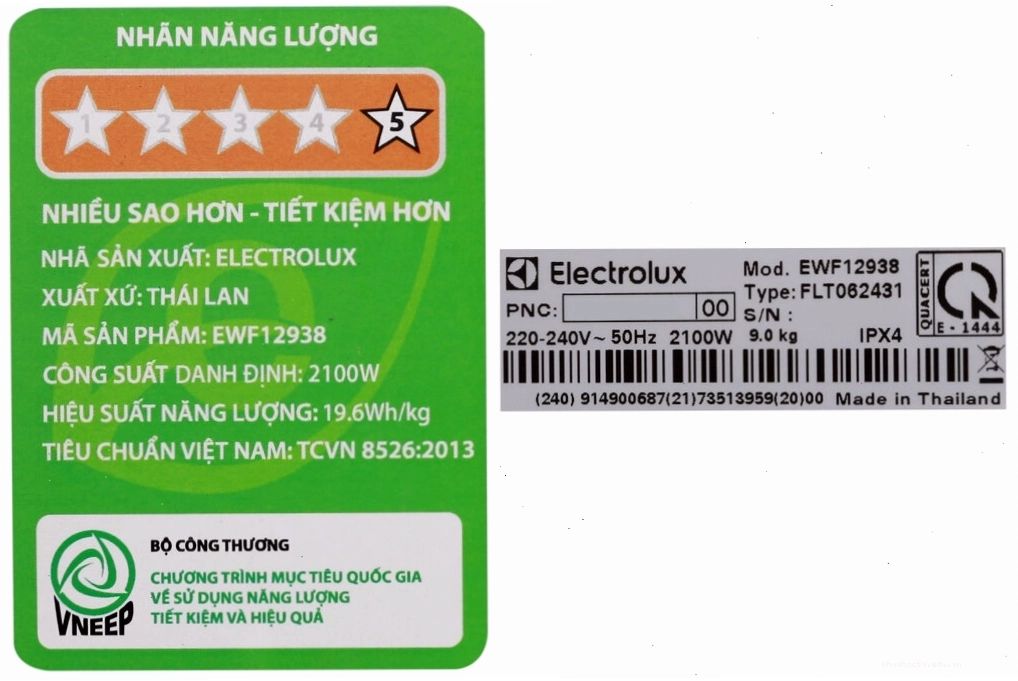 Chỉ số tiết kiệm năng lượng trên nhãn năng lượng