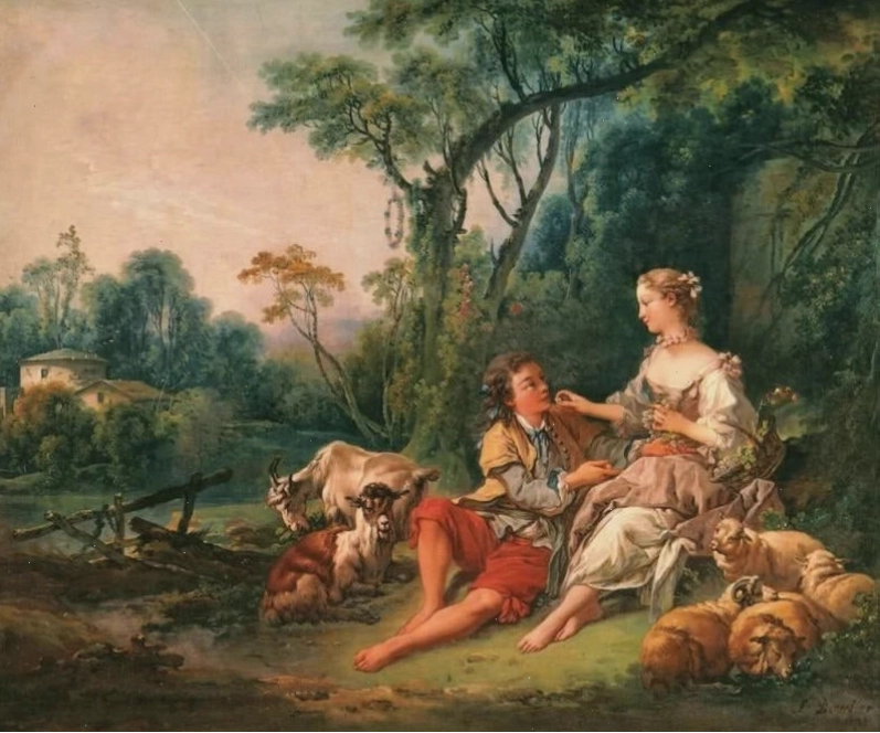 Chi tiết trang phục Rococo với các lớp vải ren và họa tiết thêu tinh xảo