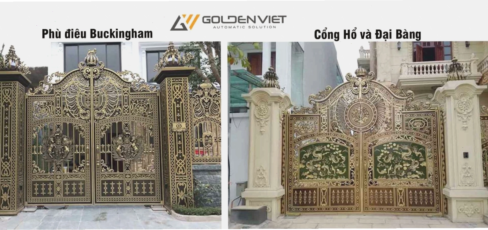 Cổng nhôm đúc phù điêu hổ đại bàng uy mãnh