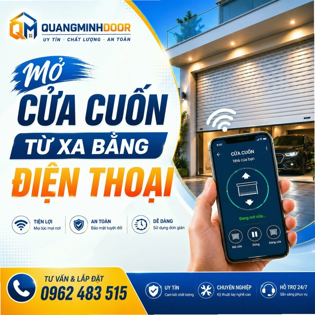 Cửa cuốn hiện đại có thể điều khiển qua điện thoại