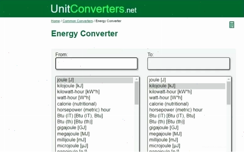 Giao diện trang web UnitConverters.net