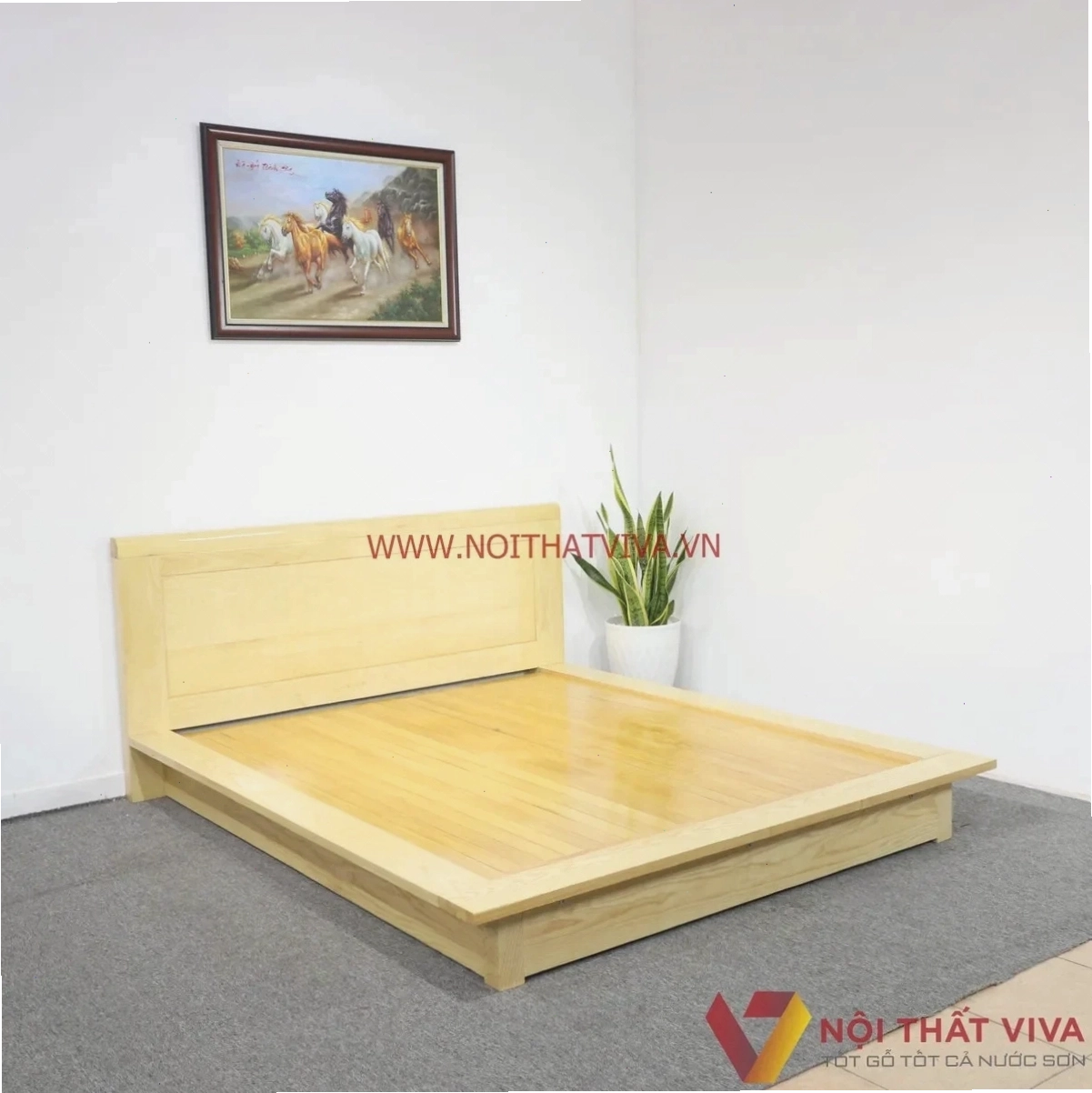 Giường bệt kiểu Nhật gỗ Sồi Nga vạt phản tự nhiên
