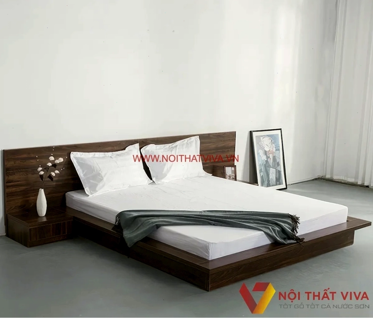 Giường kiểu Nhật gỗ công nghiệp hiện đại