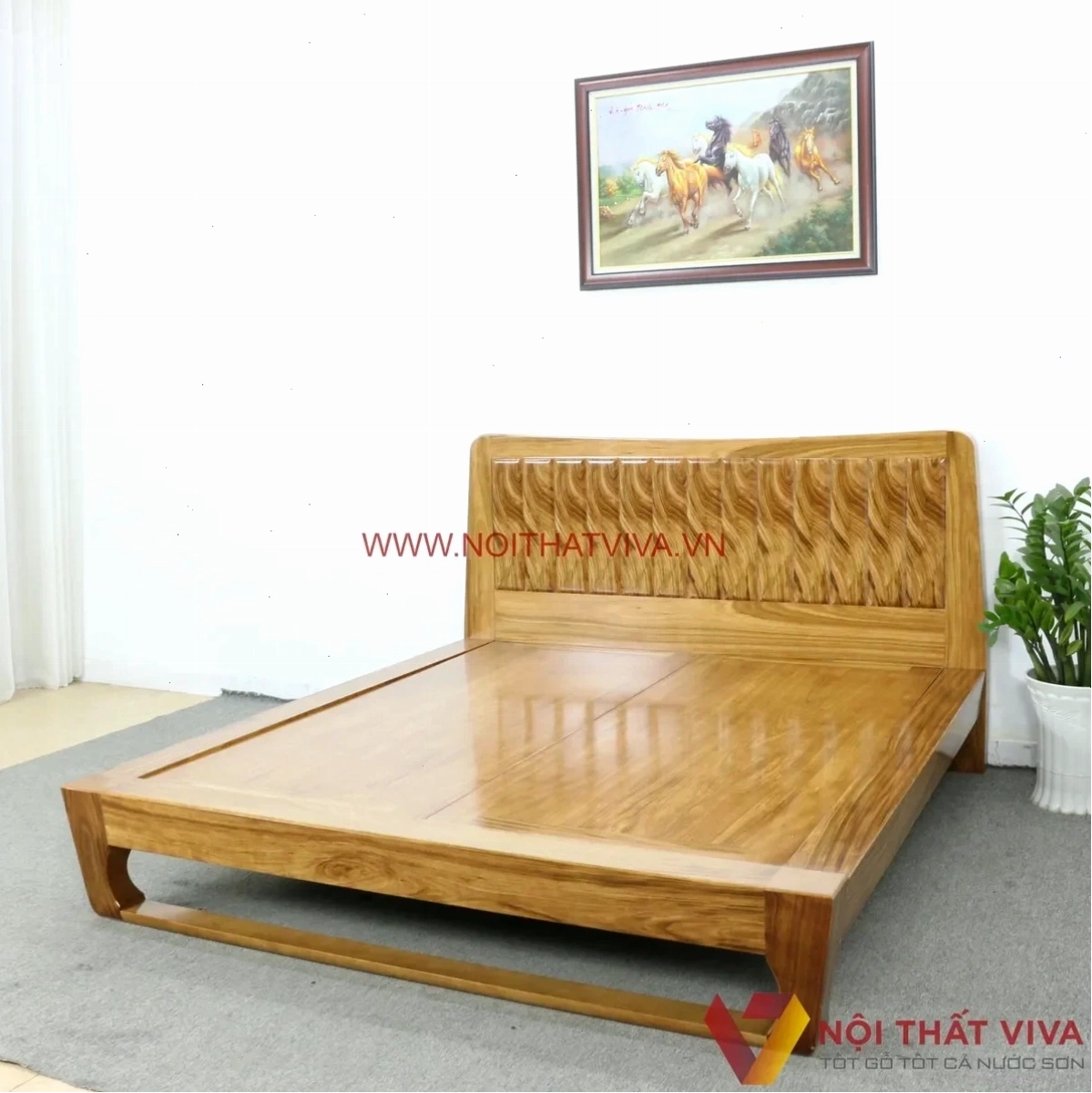 Giường kiểu Nhật Tatami gỗ tự nhiên chân quỳ
