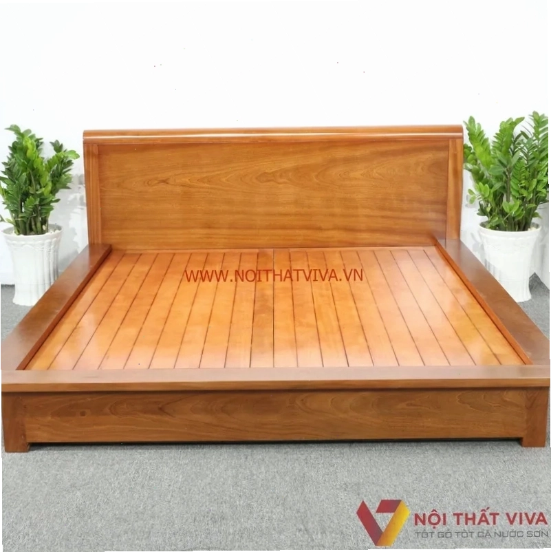 Giường phản kiểu Nhật chân thấp gỗ xoan đào
