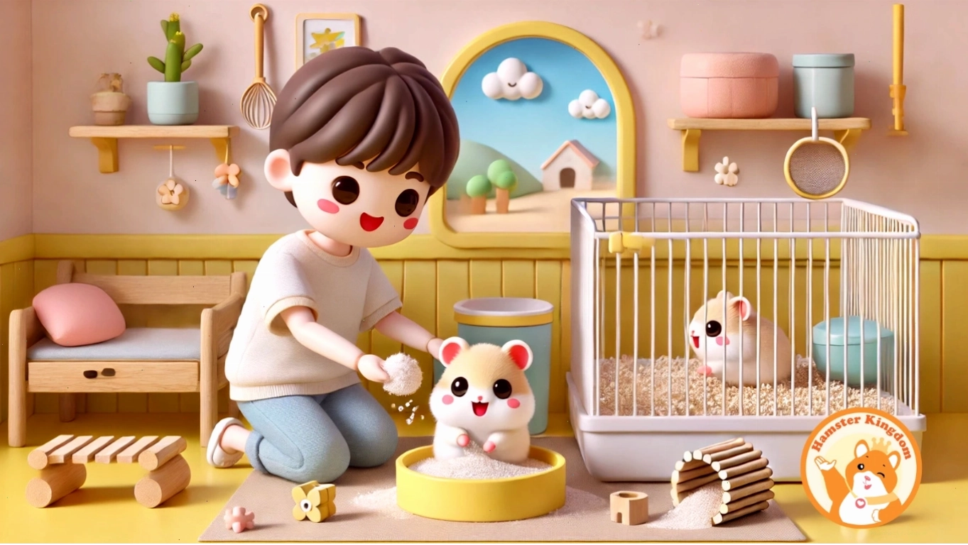 Hamster Bear đang ăn thức ăn dạng viên
