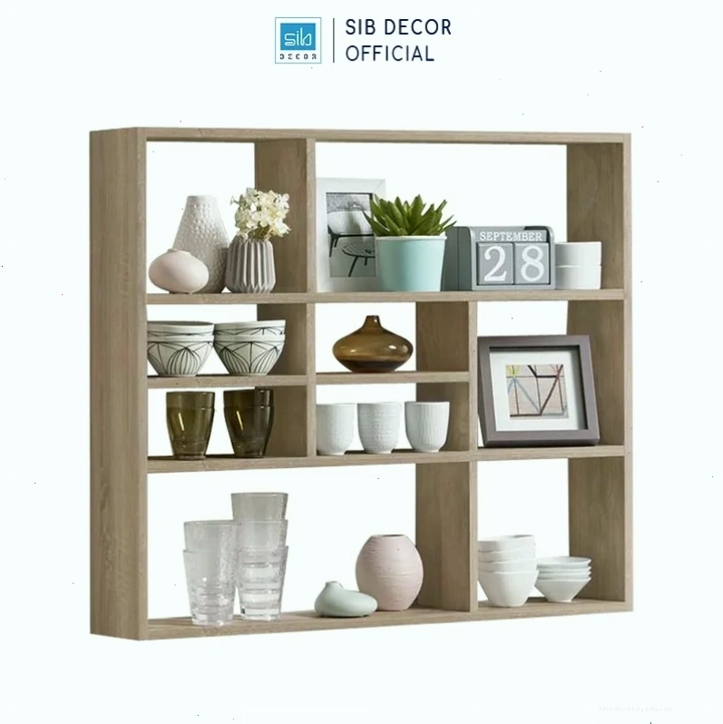 Kệ treo tường trang trí phòng khách, trưng bày sách và đồ decor