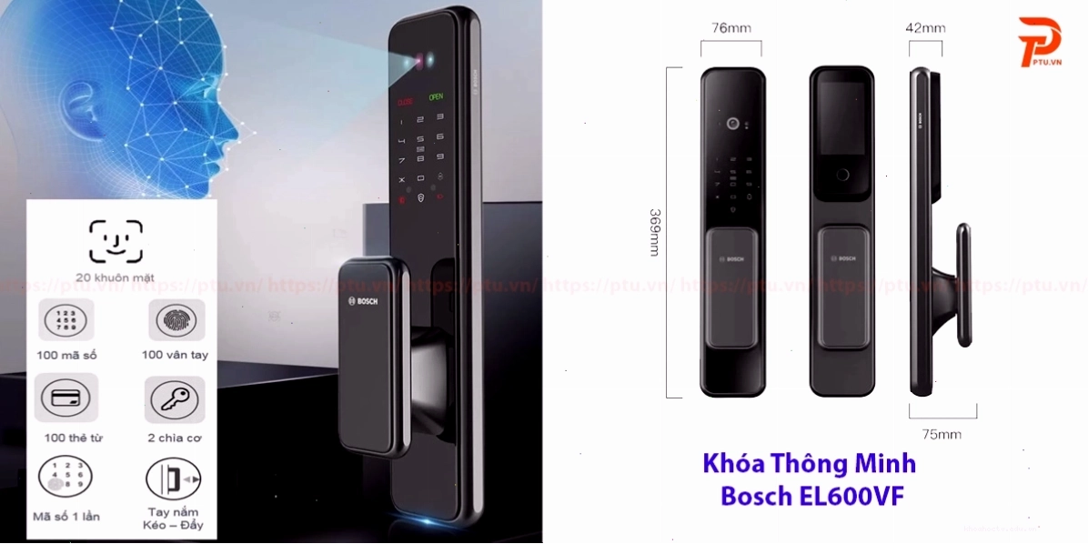 Khoá Cửa Thông Minh Tích Hợp Face ID Bosch EL600VF