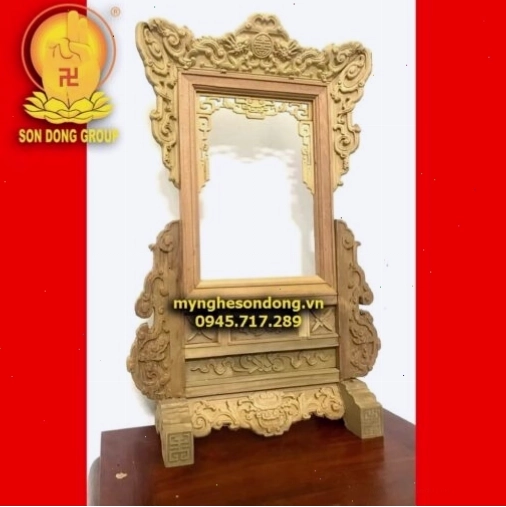 Khung ảnh thờ gỗ mít đẹp để mộc MKA 18 - Ảnh 2