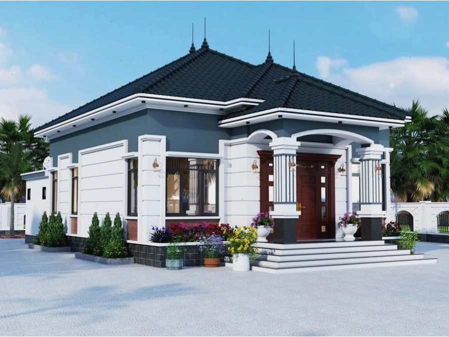 Kiến trúc nhà gỗ 3 gian truyền thống với mái ngói âm dương