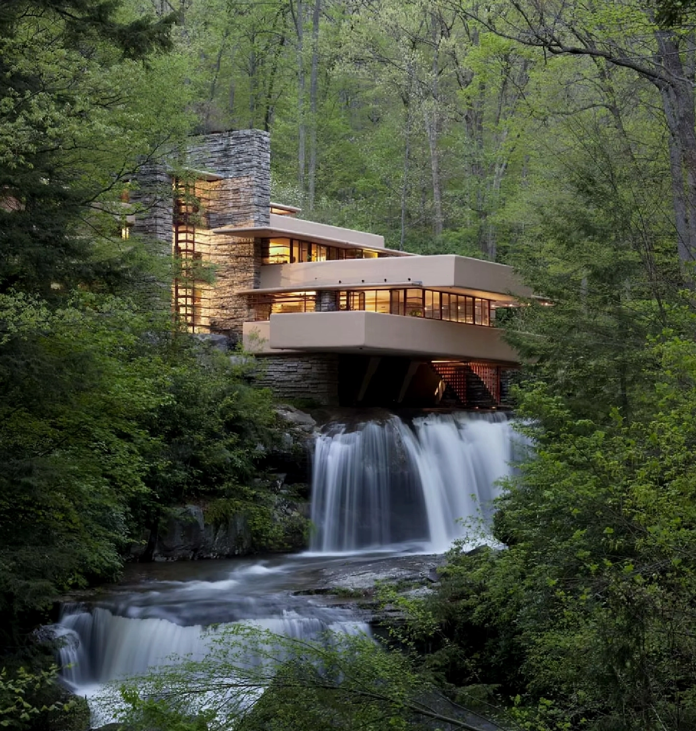 Kiến trúc sư Frank Lloyd Wright và công trình Fallingwater bên cạnh thác nước hùng vĩ
