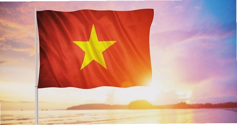 Lá cờ Việt Nam tung bay dưới ánh nắng chan hòa