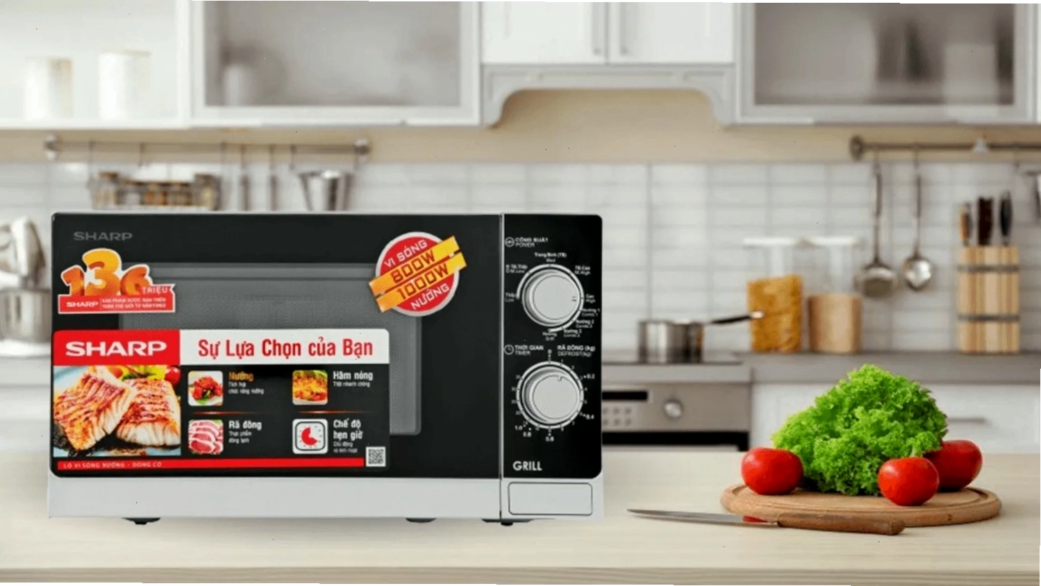 Lò vi sóng Sharp R-G222VN-S thiết kế hiện đại, dễ sử dụng