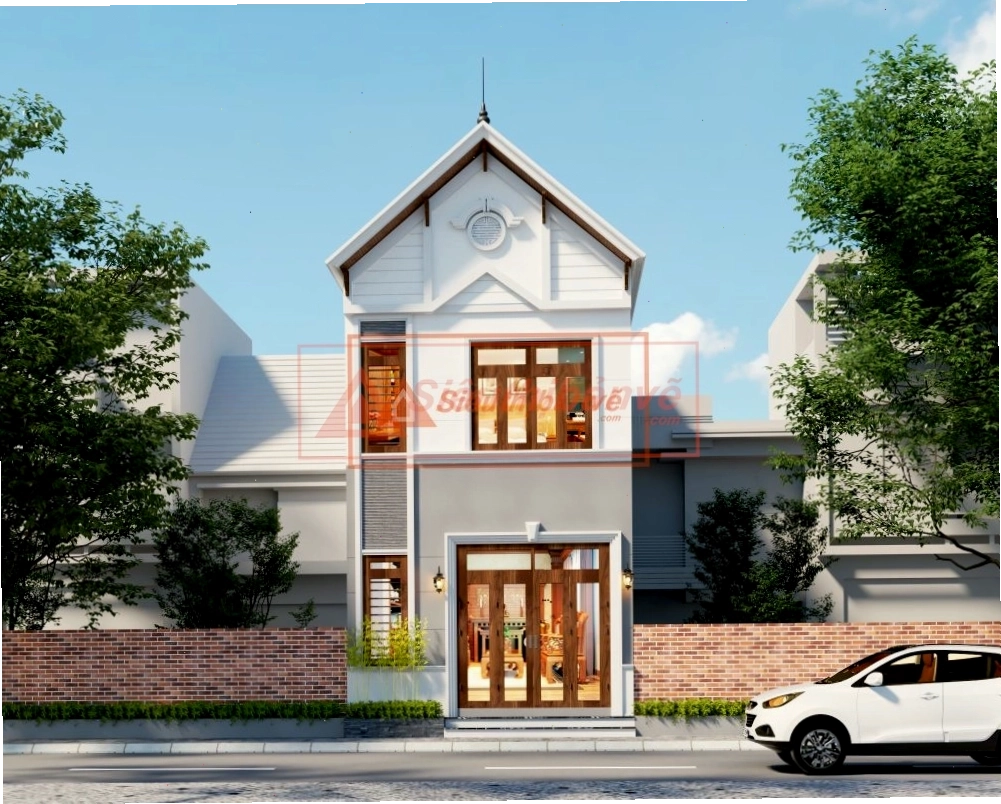 Mặt tiền nhà 2 tầng 5x12m mái thái đẹp