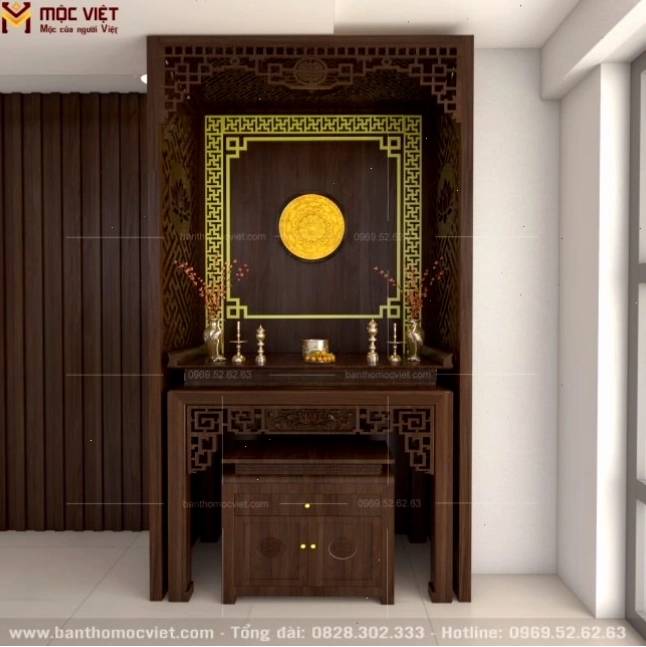 Mẫu bàn thờ chung cư hiện đại được thiết kế tinh tế với nhiều công năng sử dụng