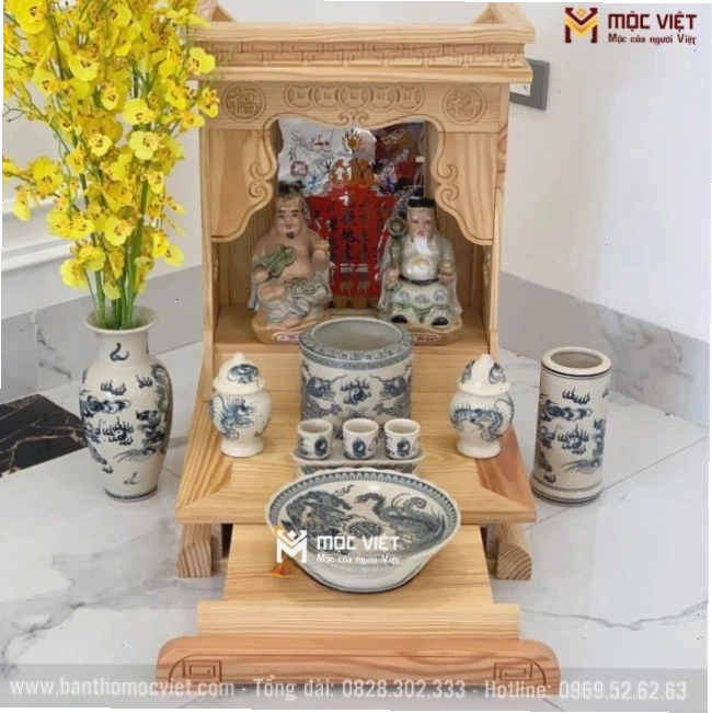 Mẫu bàn thờ Ông Địa Thần Tài mới nhất 2026 với thiết kế hiện đại