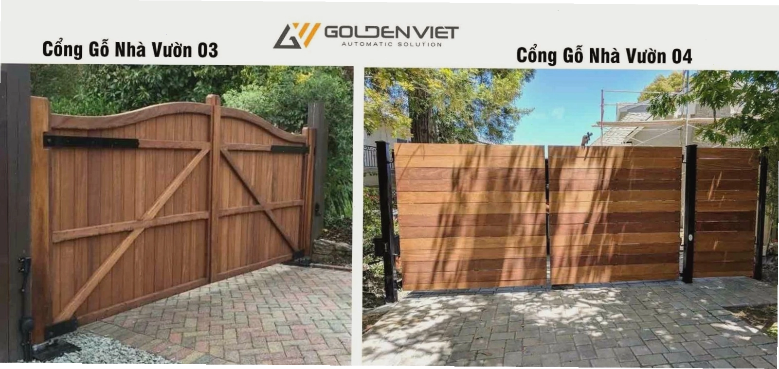 Mẫu cổng gỗ nhà vườn đẹp hiện đại