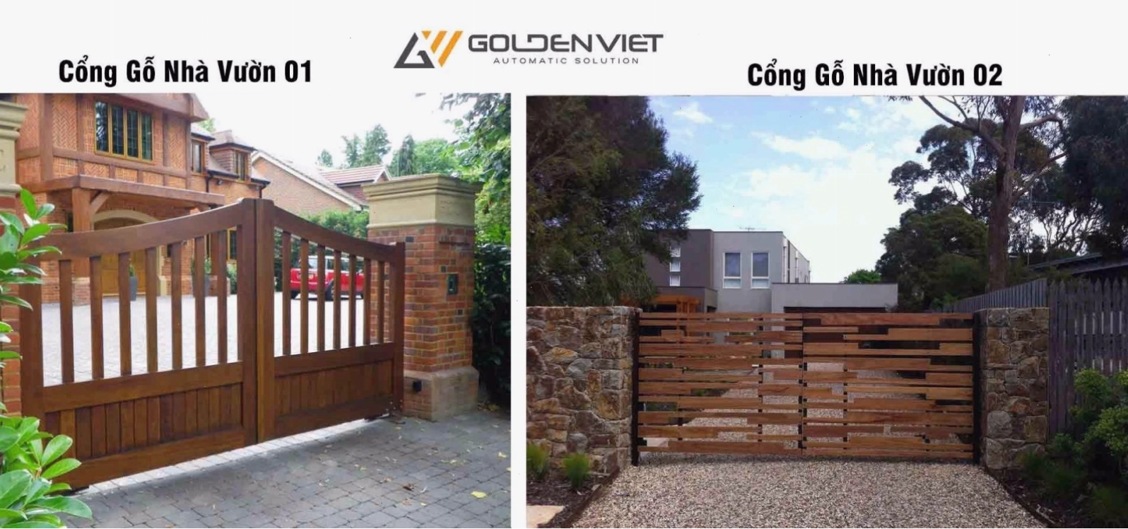 Mẫu cổng gỗ nhà vườn đẹp mắt