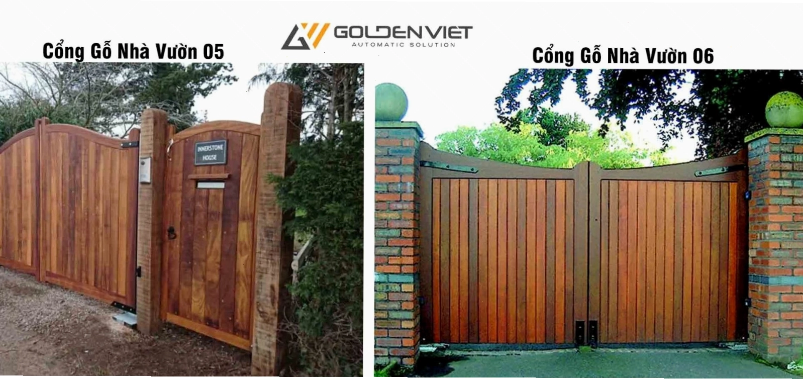 Mẫu cổng gỗ nhà vườn đẹp sang trọng