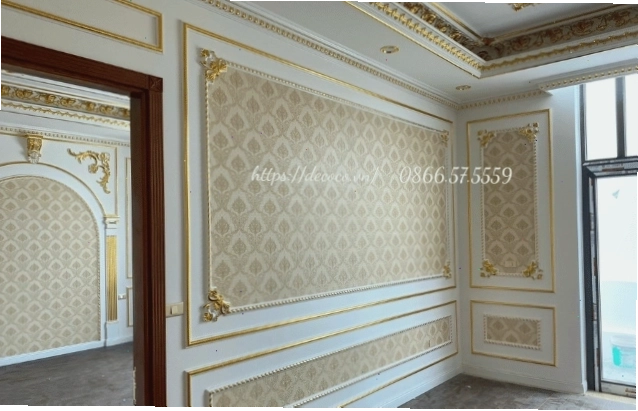 Mẫu giấy dán tường hoa văn tinh tế cho phòng khách Quận 1