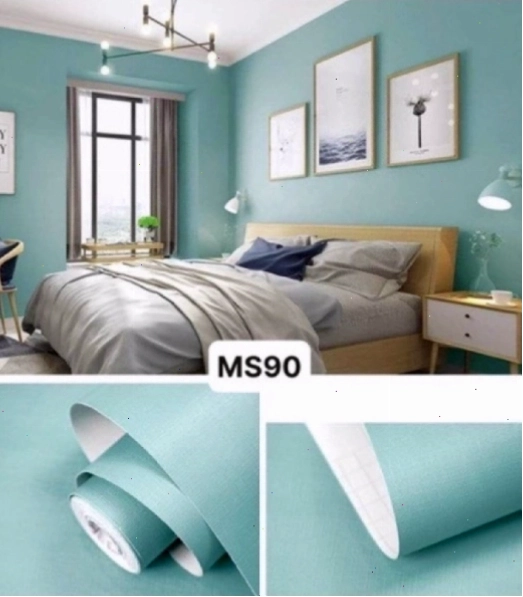 Mẫu giấy dán tường màu xanh nhám đẹp cho phòng khách hiện đại