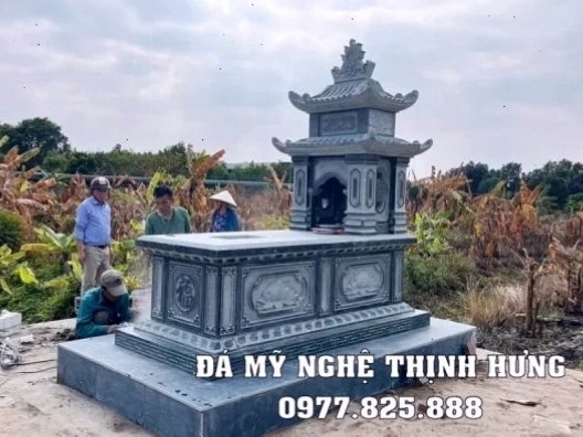 Mẫu mộ đá hai mái xanh rêu 2024
