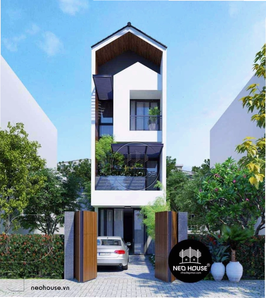 Mẫu nhà 3 tầng đẹp ở nông thôn phong cách hiện đại với ban công thoáng đãng