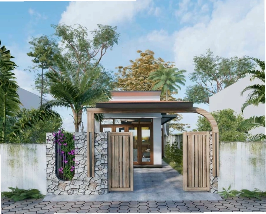 Mẫu nhà cấp 4 50m2 với kiến trúc hiện đại, sử dụng gam màu trung tính